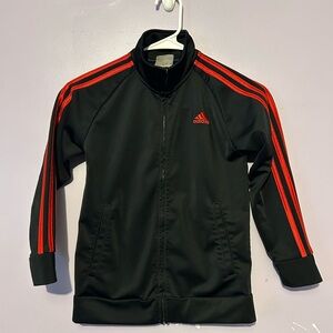 Adidas Boys Tricot Track Jacket - Black & Red - FAIR/AS IS (see zipper note)
